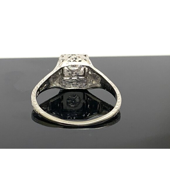 18k White Gold Filigree Diamond Ring 0.25 Carat Antique Estate Jewelry Size 7 - Picture 14 of 16